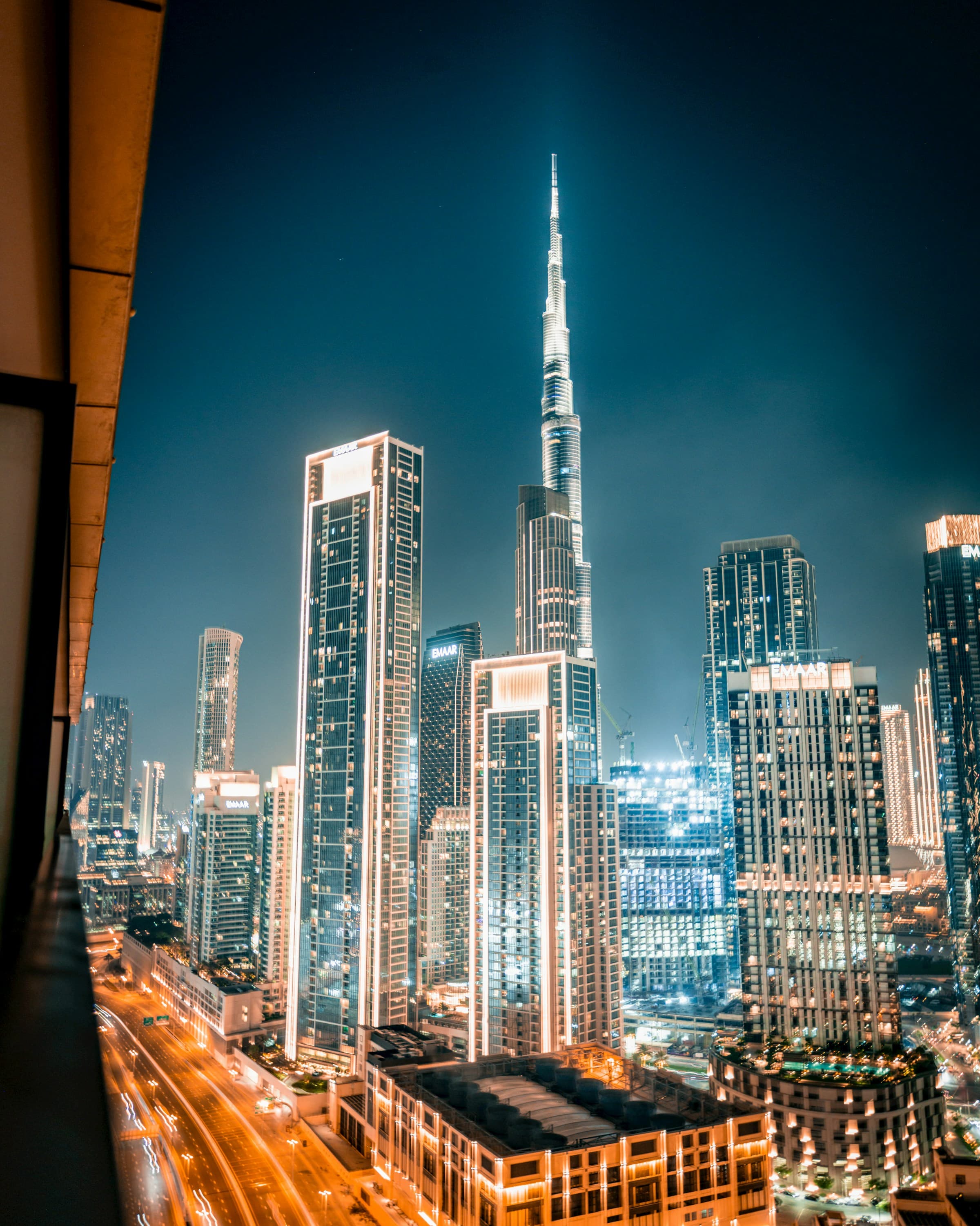 Dubai skyline at night with the Burj Khalifa — MysticVerse Global 2026.