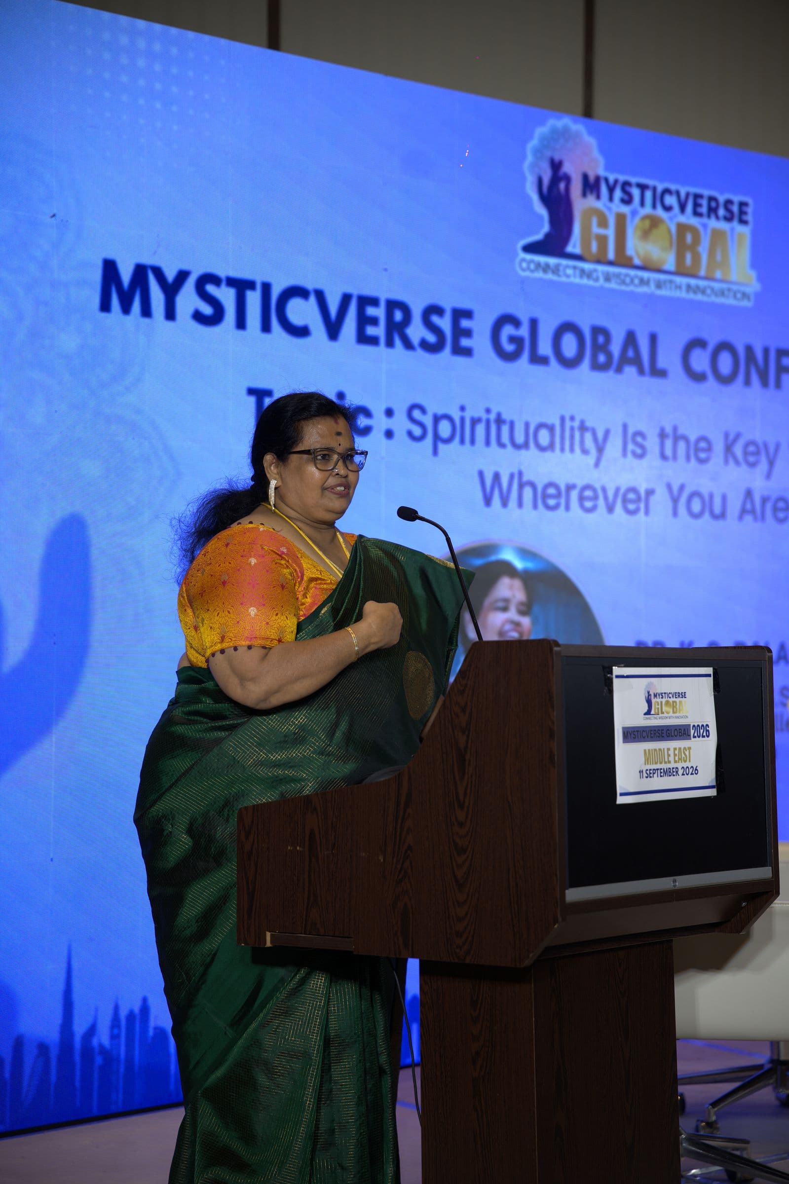 Dr. K. S. Balambika speaking on spirituality as the key to success