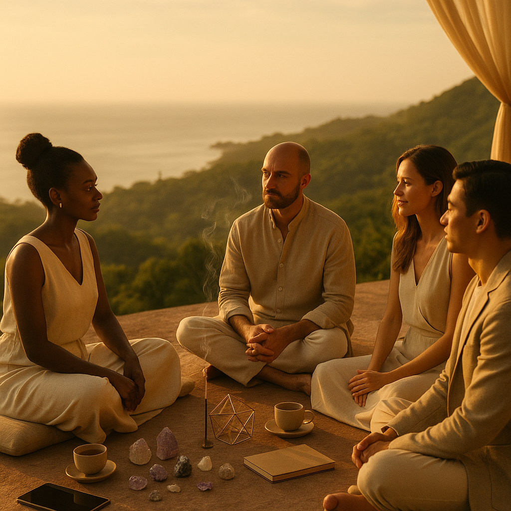 Cosmic luxury investor in meditation